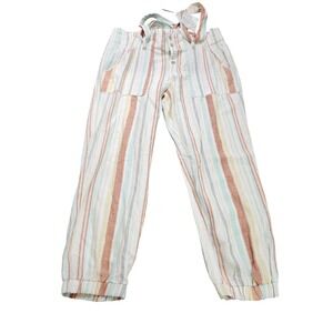 Cato Pants Womens 12 Multicolor Stripe Paperbag Cuffed Twill Casual Travel